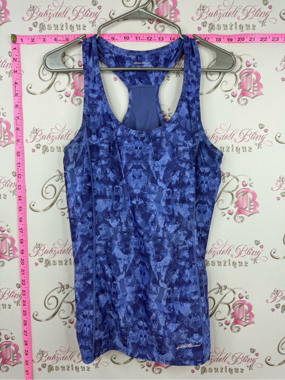 Eddie Bauer tank top work out racer back purple Blue Patterned Racerback Tank To